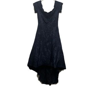 Hollywood Nites, Formal, Cap Sleeves, Floral Print Dress, Dark Blue, Size 4